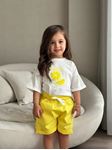 Miniğimin Cicileri Limon Aplike İşleme Şortlu Kız Çocuk Takım - Sarı