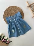 Miniğimin Cicileri Papatya Aplike Tensel Kız Bebek Elbise - Mavi