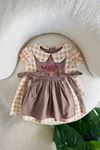 Miniğimin Cicileri Baby Nakış Mantar Desenli Organik Pamuklu Elbise - Vizon