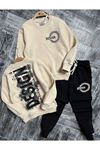 Miniğimin Cicileri DESIGN Baskılı Sweatshirt ve Jogger Erkek Çocuk Eşofman Takımı - Siyah